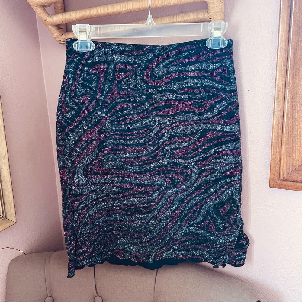 2000s metallic stretchy skirt M